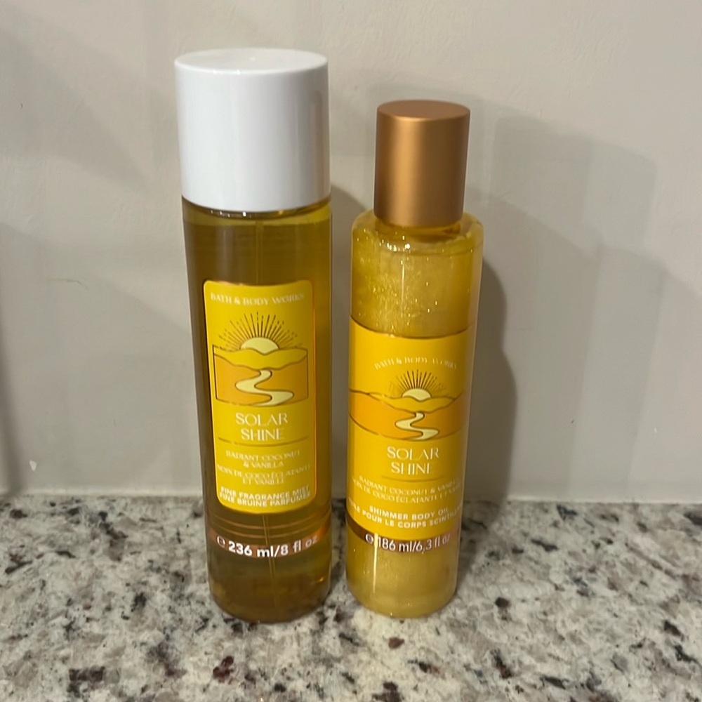 Bundle of two new Bath and body Works solar shine